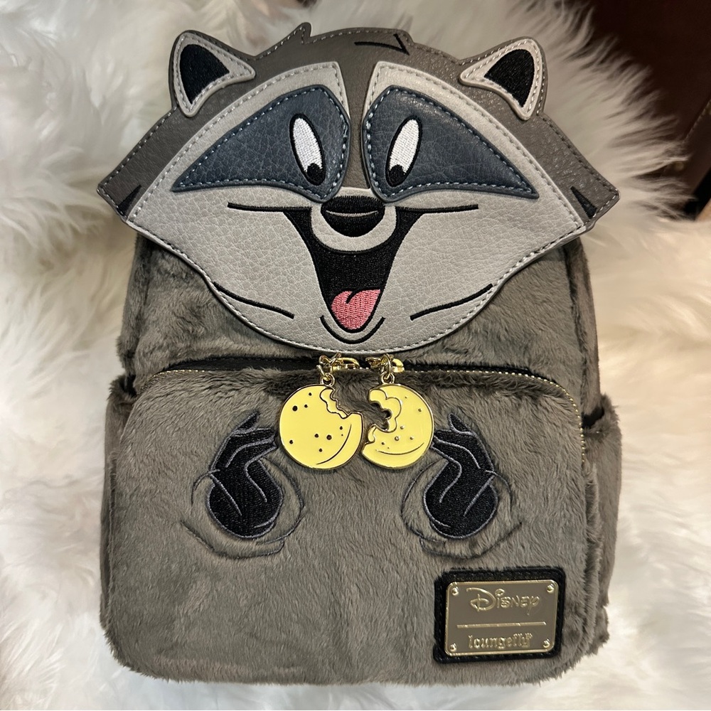 Sold-Disney Princess Loungefly Pocahontas Meeko Plush Mini Backpack NWT